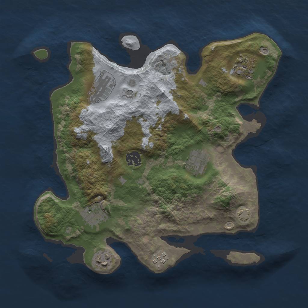 Rust Map: Barren, Size: 3000, Seed: 64853161, 11 Monuments