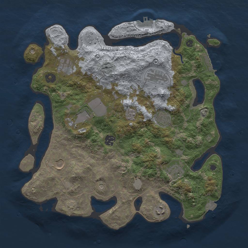 Rust Map: Procedural Map, Size: 3500, Seed: 96056459, 17 Monuments