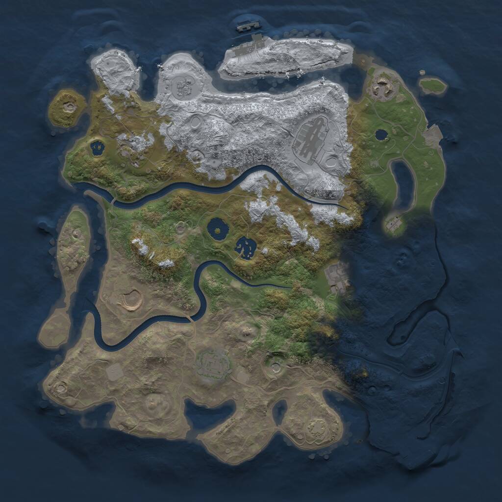 Rust Map: Procedural Map, Size: 3500, Seed: 96056459, 13 Monuments