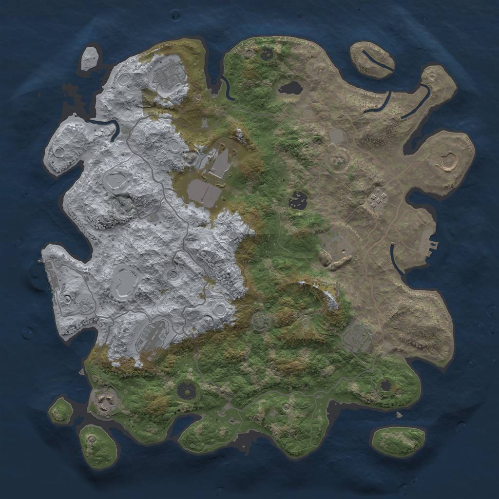 Rust Map: Procedural Map, Size: 4000, Seed: 1102732677, 17 Monuments