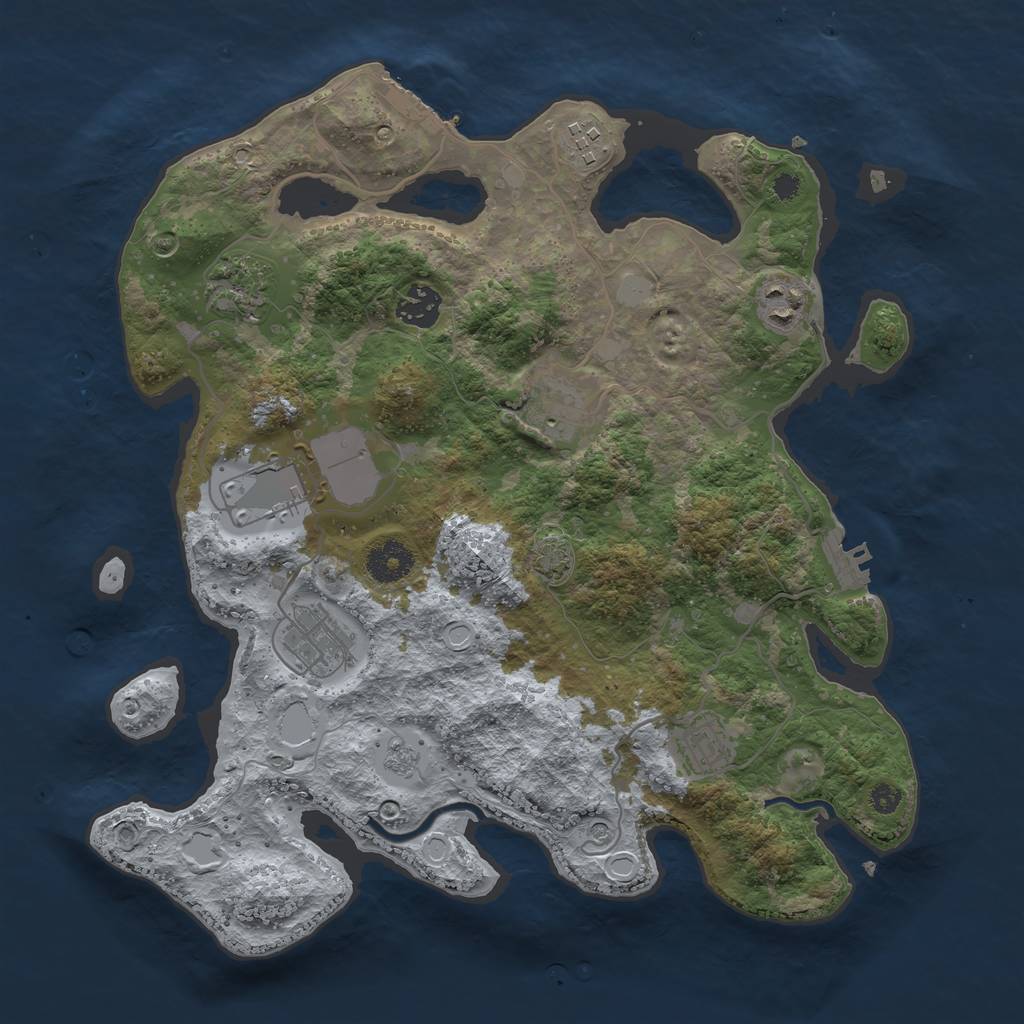 Rust Map: Procedural Map, Size: 3500, Seed: 2052217333, 16 Monuments