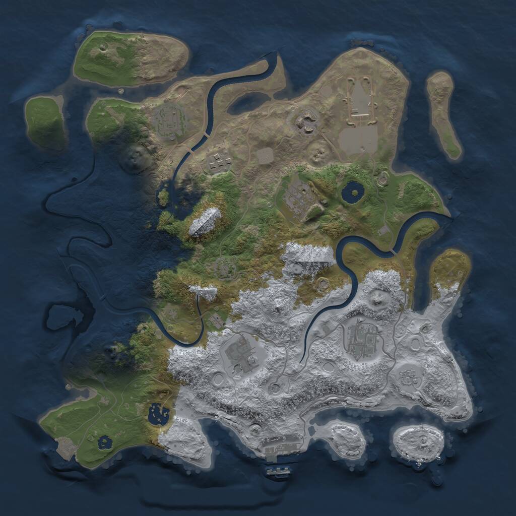 Rust Map: Procedural Map, Size: 3500, Seed: 351574708, 13 Monuments
