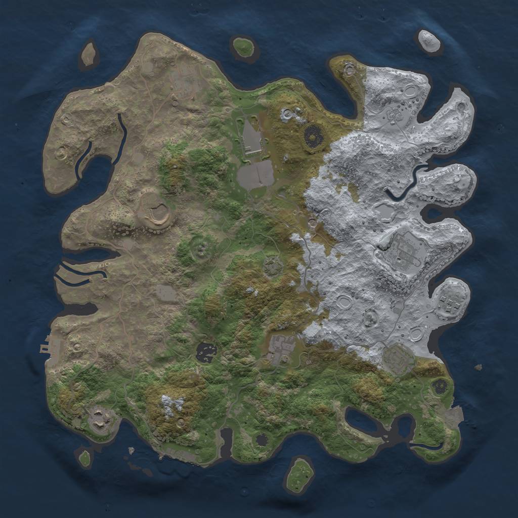 Rust Map: Procedural Map, Size: 3700, Seed: 95454033, 17 Monuments