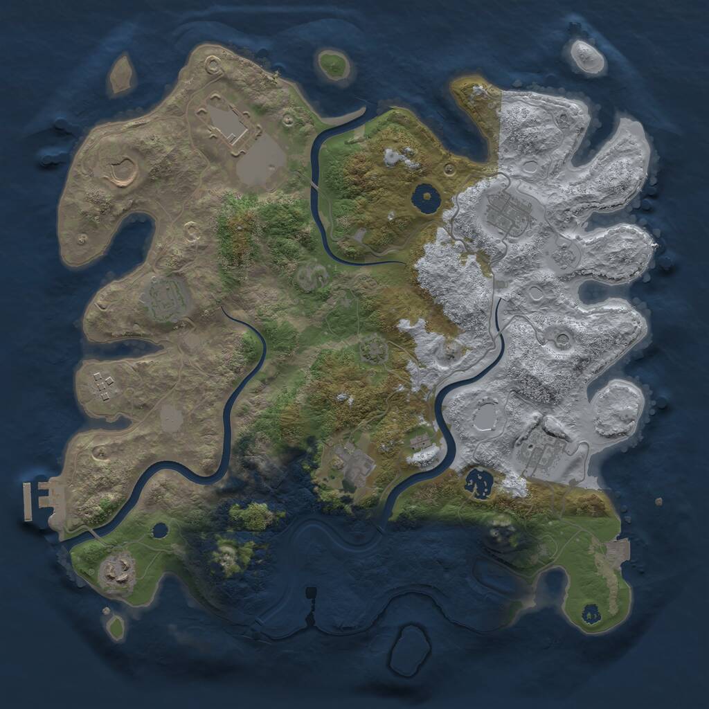 Rust Map: Procedural Map, Size: 3700, Seed: 95454033, 14 Monuments
