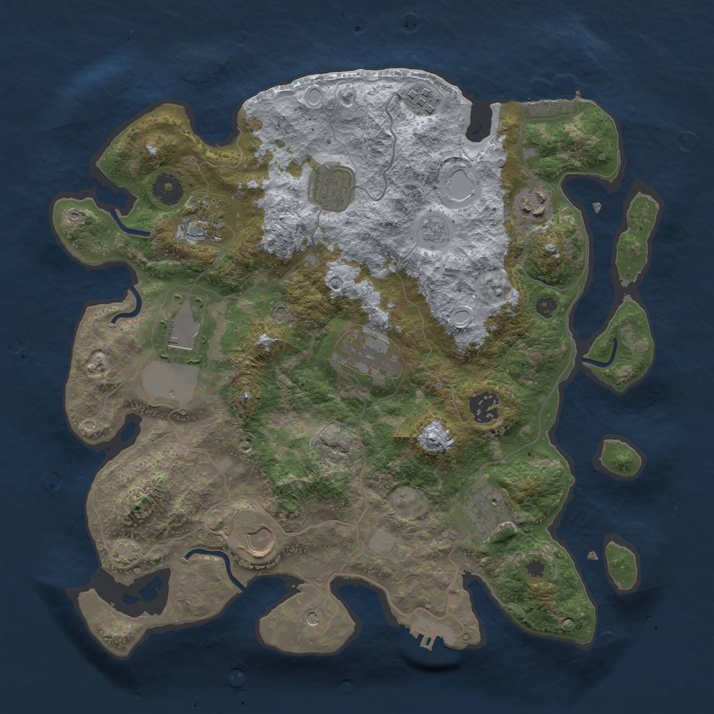 Rust Map: Procedural Map, Size: 3500, Seed: 1405359, 17 Monuments