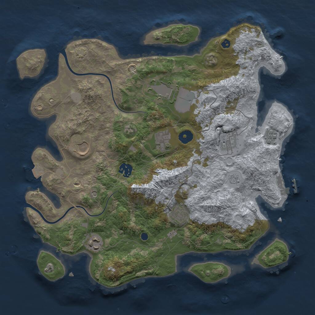 Rust Map: Procedural Map, Size: 3500, Seed: 373075910, 13 Monuments
