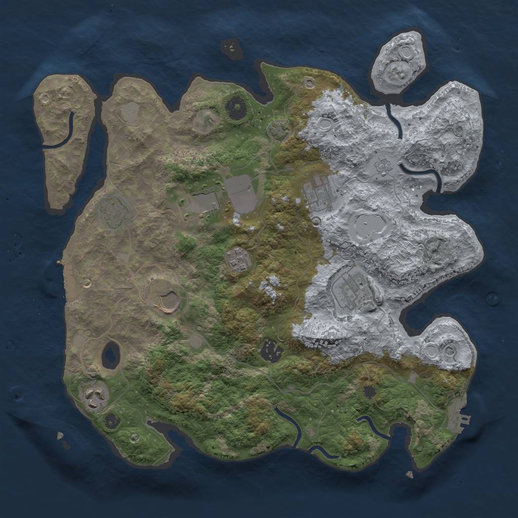 Rust Map: Procedural Map, Size: 3500, Seed: 472968221, 16 Monuments