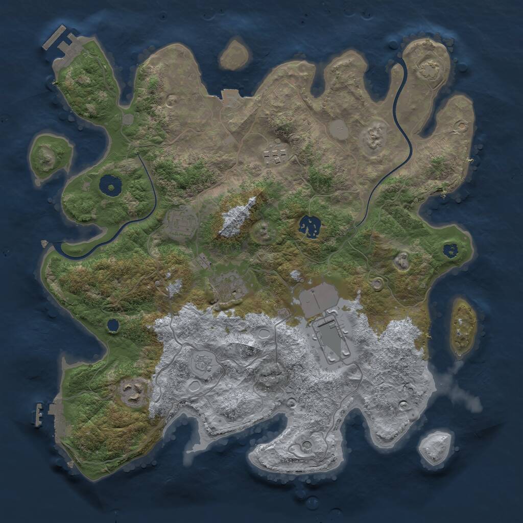 Rust Map: Procedural Map, Size: 3500, Seed: 381033764, 12 Monuments