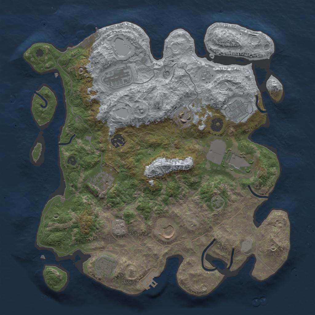 Rust Map: Procedural Map, Size: 3500, Seed: 1237402878, 17 Monuments