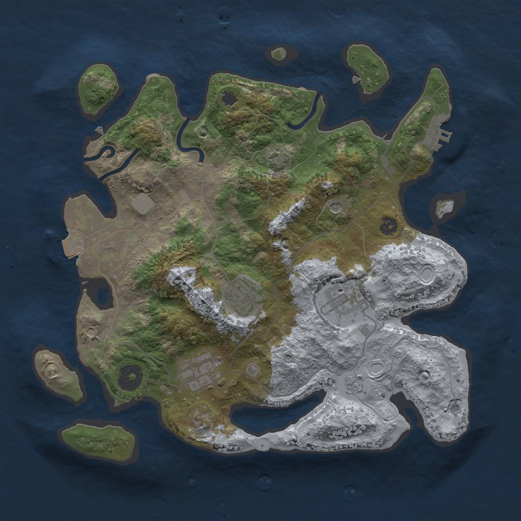 Rust Map: Procedural Map, Size: 3000, Seed: 452469139, 10 Monuments