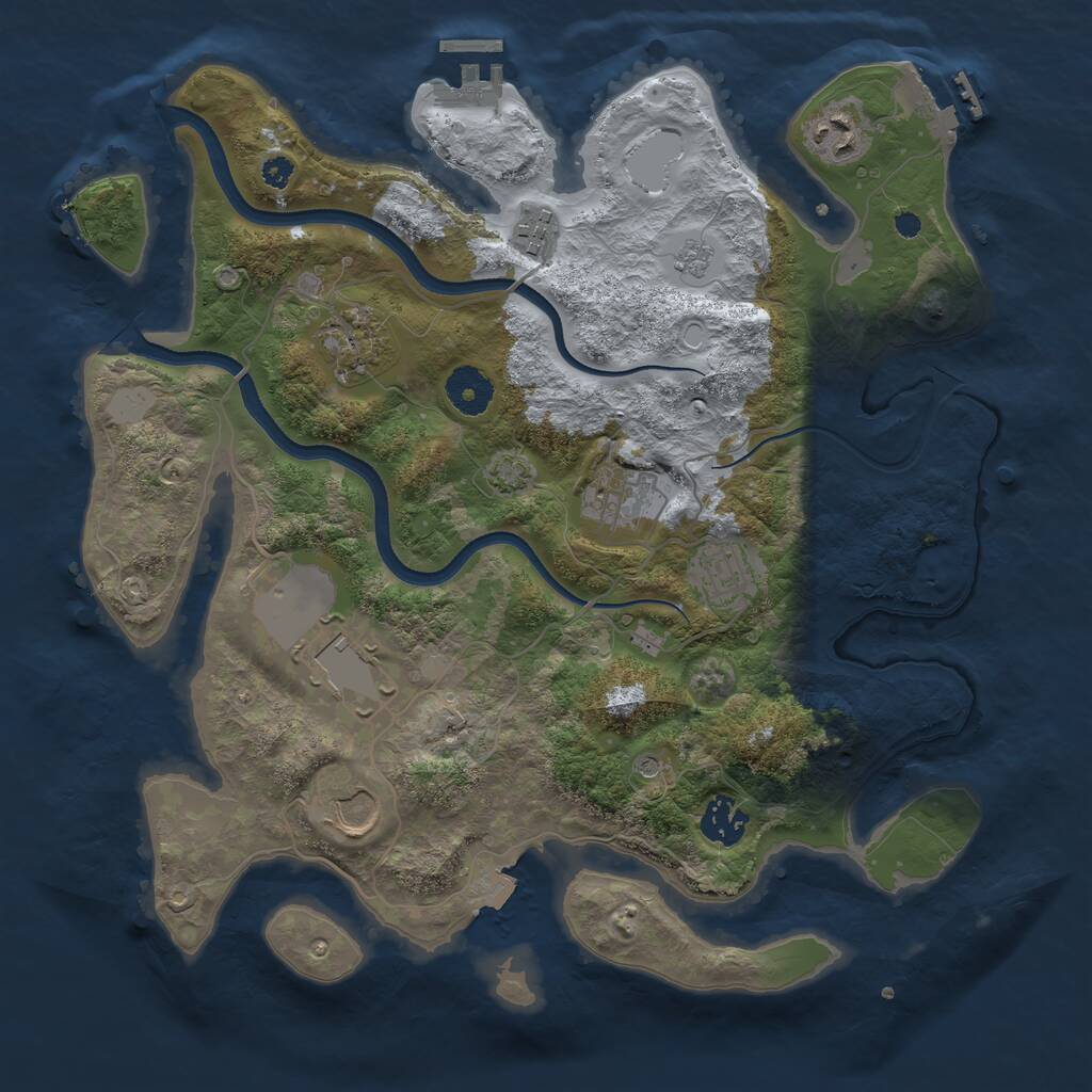 Rust Map: Procedural Map, Size: 3500, Seed: 1594849062, 14 Monuments