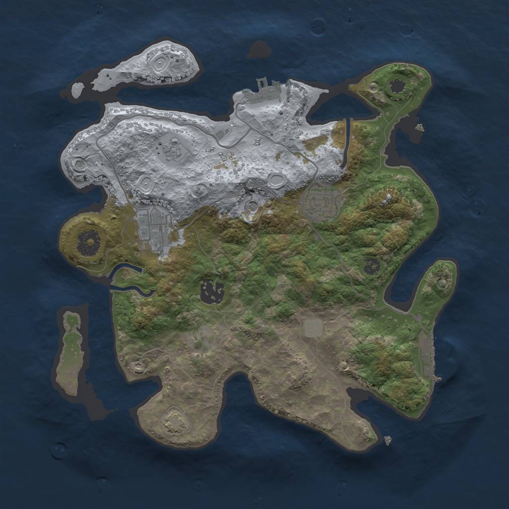 Rust Map: Procedural Map, Size: 3000, Seed: 1884002741, 11 Monuments