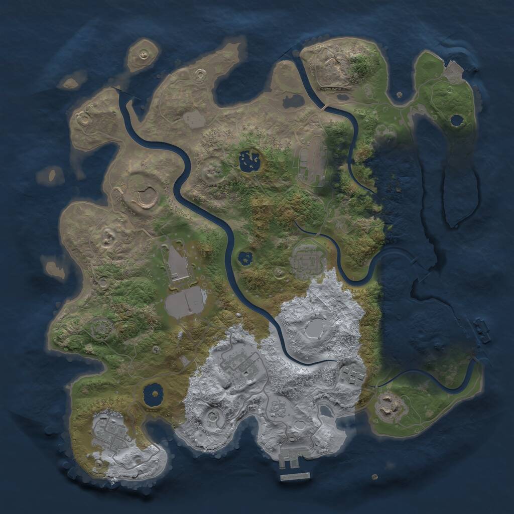 Rust Map: Procedural Map, Size: 3500, Seed: 1506255185, 15 Monuments