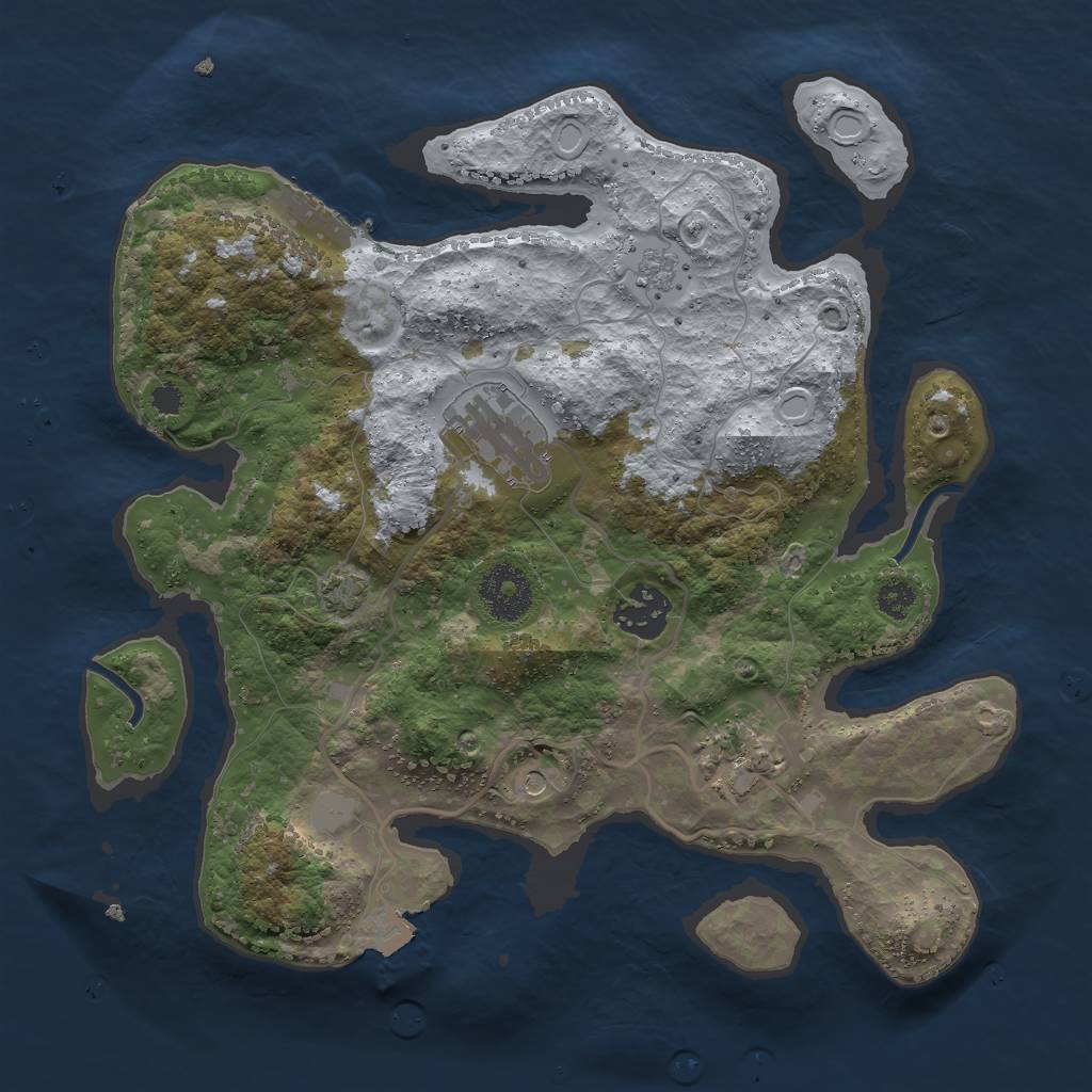Rust Map: Procedural Map, Size: 3000, Seed: 381363754, 10 Monuments