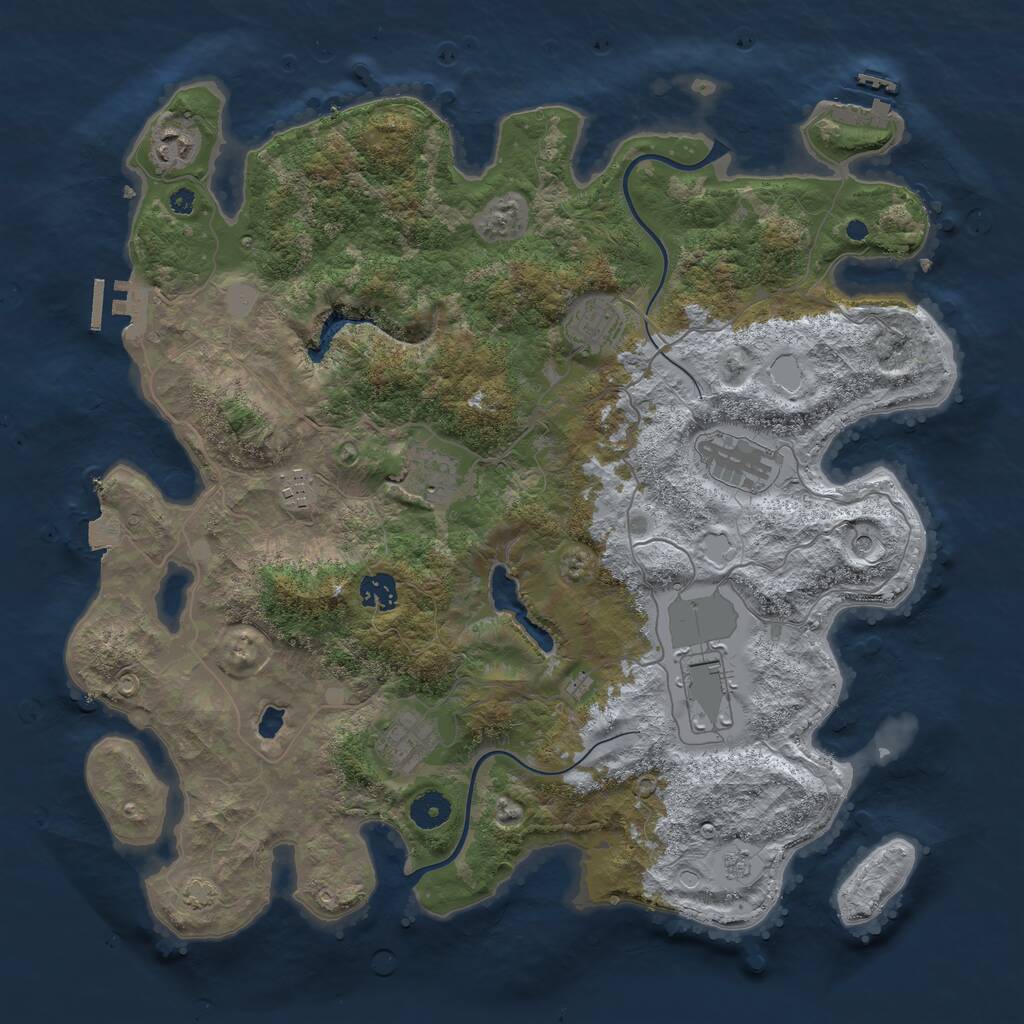 Rust Map: Procedural Map, Size: 4000, Seed: 9907642, 14 Monuments