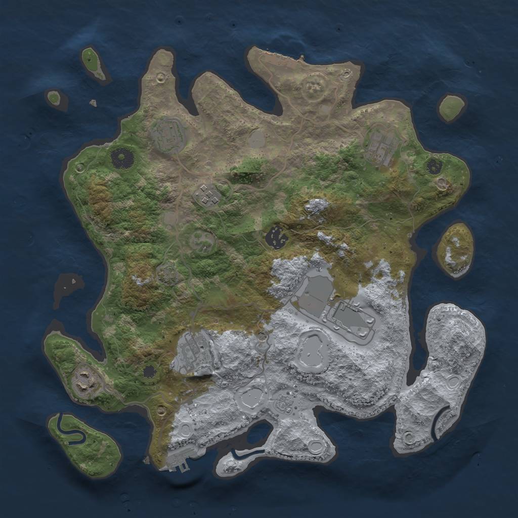 Rust Map: Procedural Map, Size: 3500, Seed: 12907, 15 Monuments