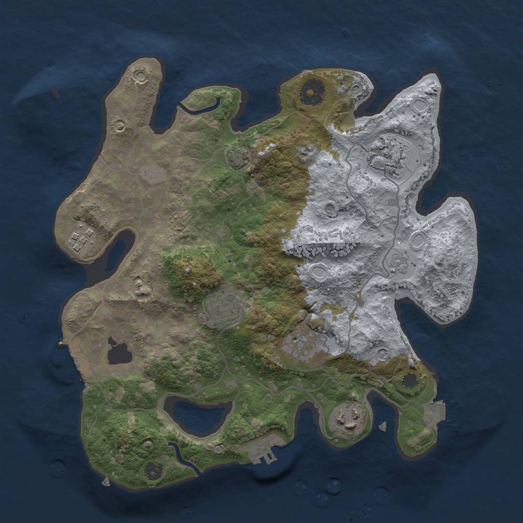 Rust Map: Procedural Map, Size: 3000, Seed: 1961614266, 13 Monuments