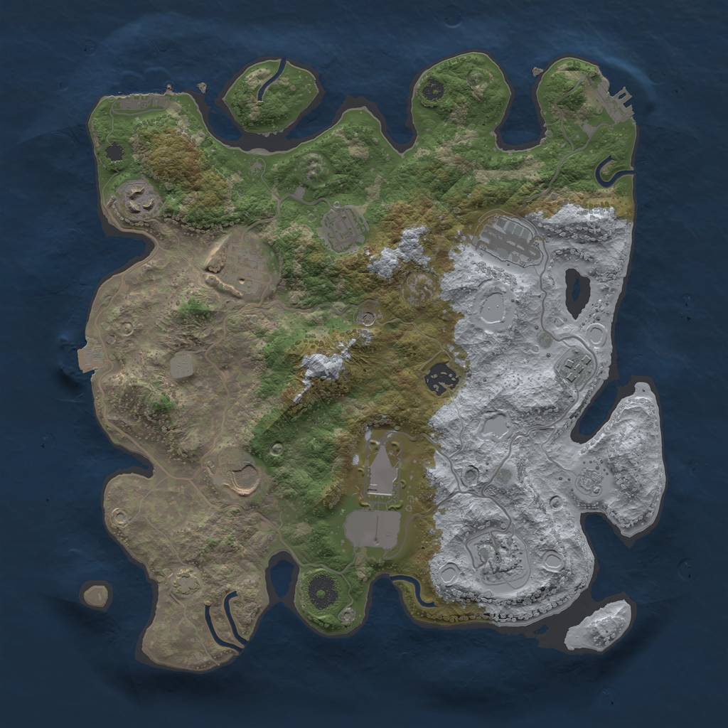 Rust Map: Procedural Map, Size: 3500, Seed: 72292, 17 Monuments