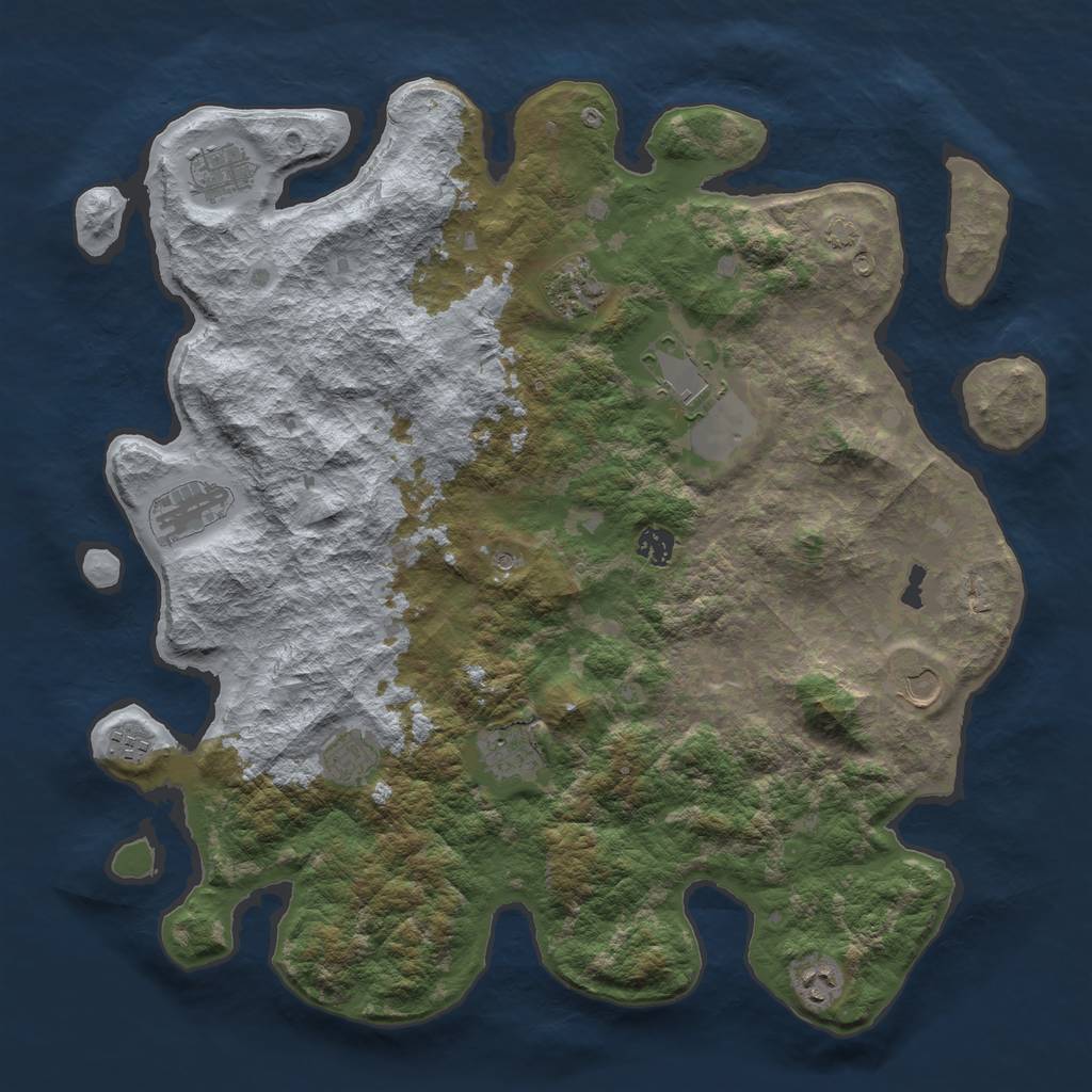 Rust Map: Barren, Size: 4300, Seed: 54760107, 14 Monuments