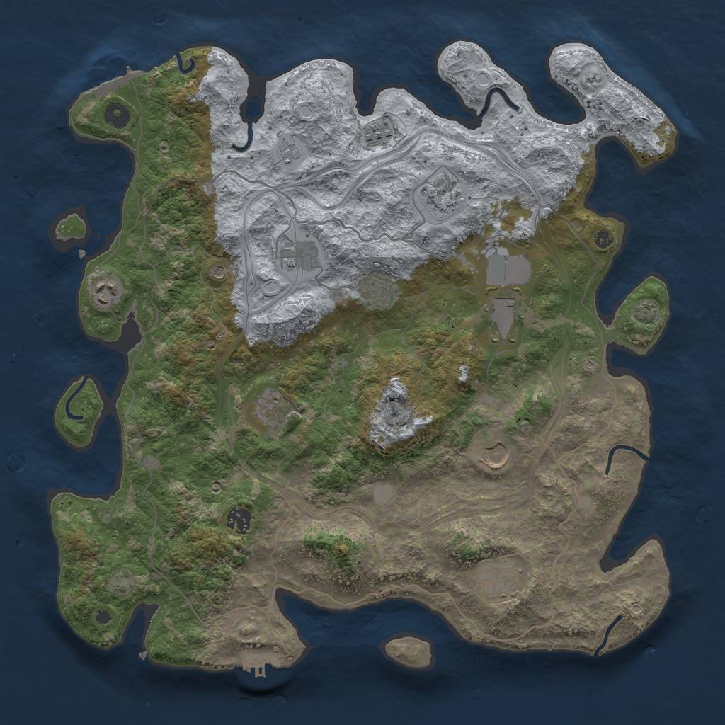 Rust Map: Procedural Map, Size: 4250, Seed: 1347885983, 18 Monuments