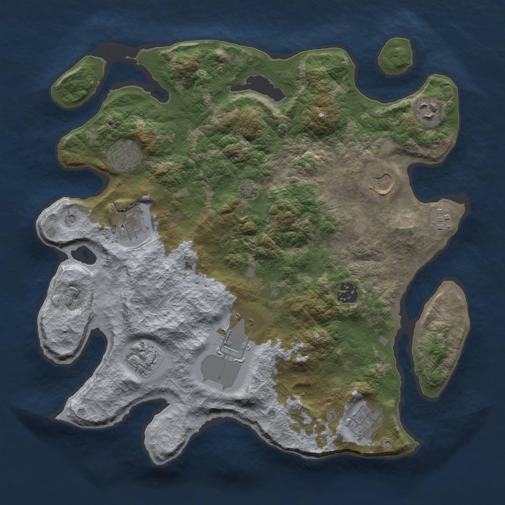 Rust Map: Barren, Size: 3600, Seed: 24958421, 13 Monuments