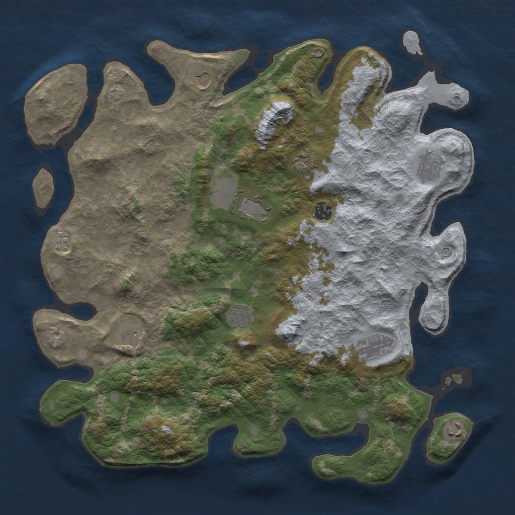 Rust Map: Barren, Size: 4400, Seed: 46709213, 14 Monuments