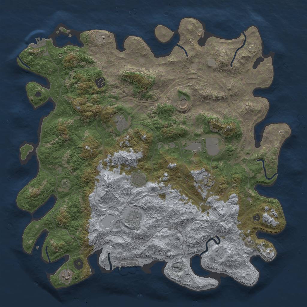 Rust Map: Procedural Map, Size: 4500, Seed: 402291195, 17 Monuments