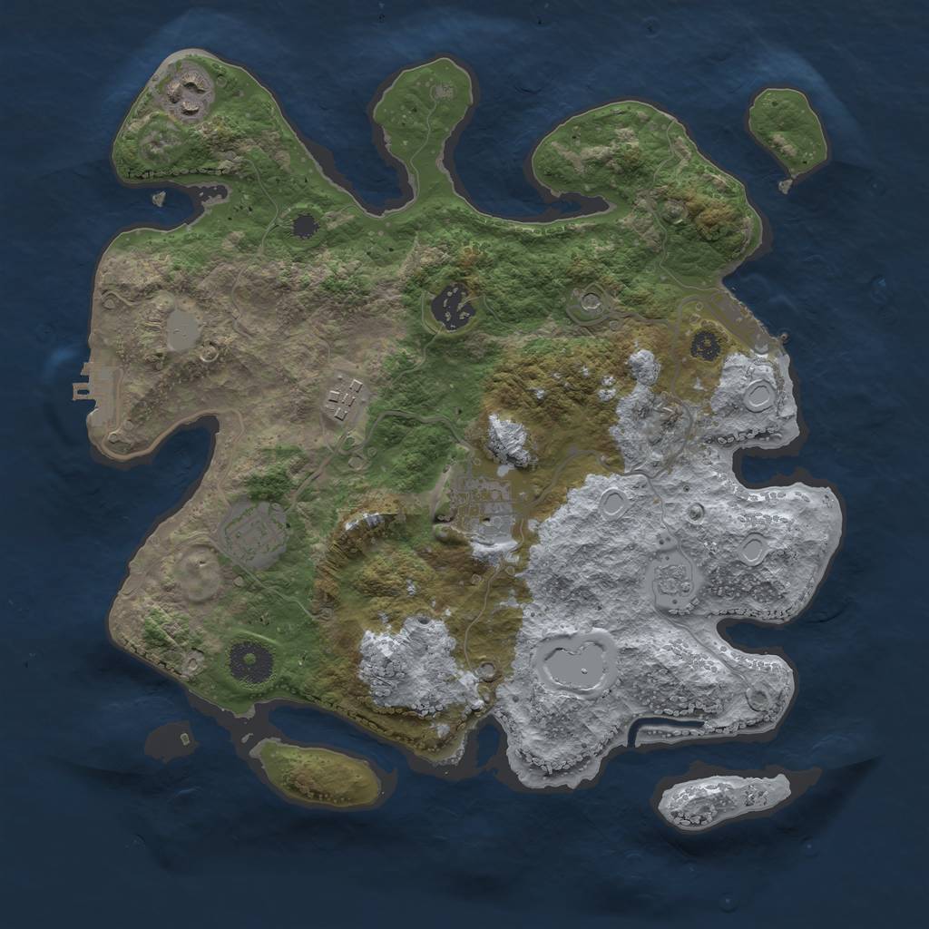 Rust Map: Procedural Map, Size: 3222, Seed: 43667, 12 Monuments