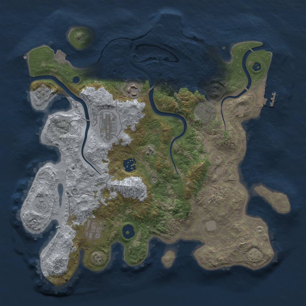 Rust Map: Procedural Map, Size: 3450, Seed: 76310109, 13 Monuments