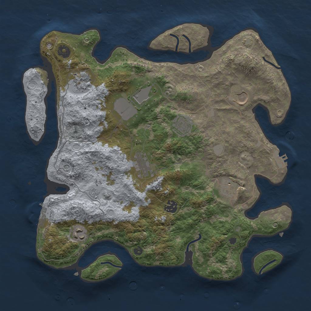 Rust Map: Procedural Map, Size: 3600, Seed: 26323097, 16 Monuments