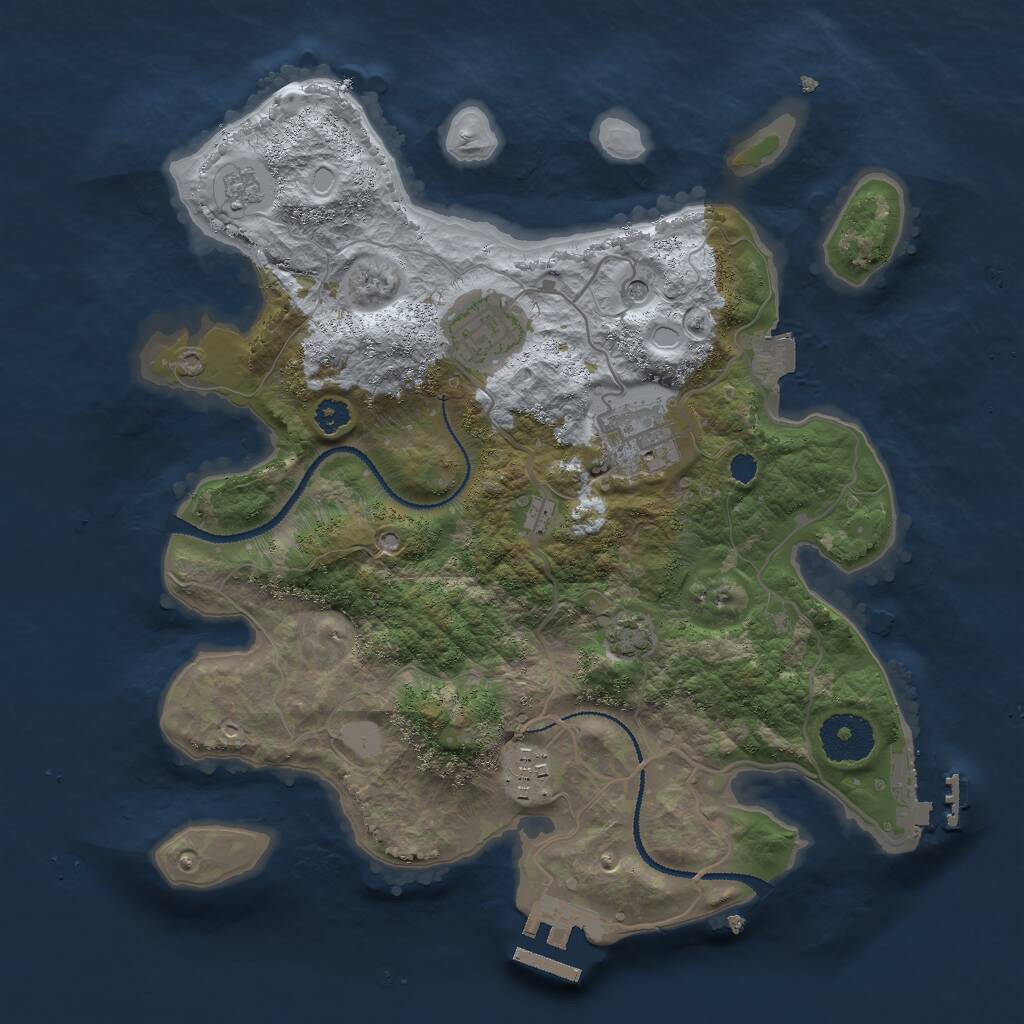 Rust Map: Procedural Map, Size: 3000, Seed: 59414, 9 Monuments