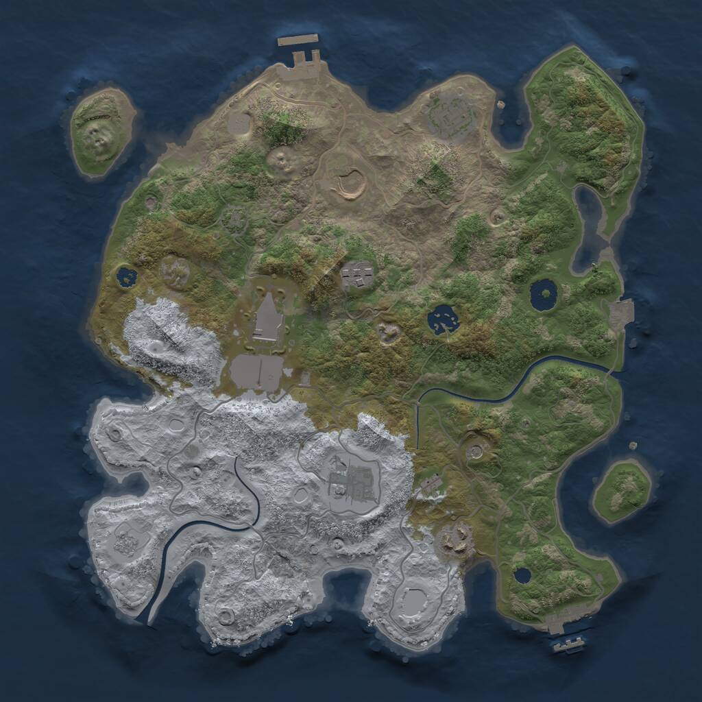 Rust Map: Procedural Map, Size: 3500, Seed: 560084298, 13 Monuments