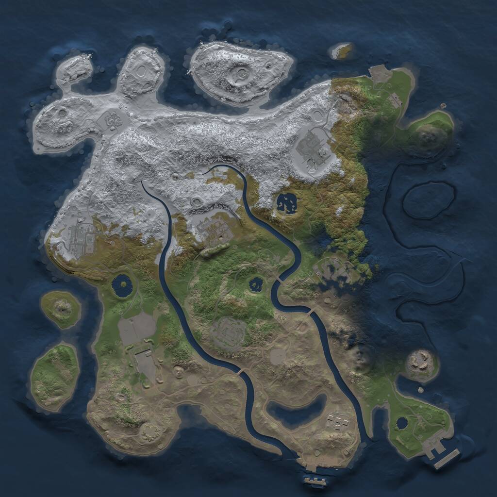 Rust Map: Procedural Map, Size: 3500, Seed: 296842119, 15 Monuments