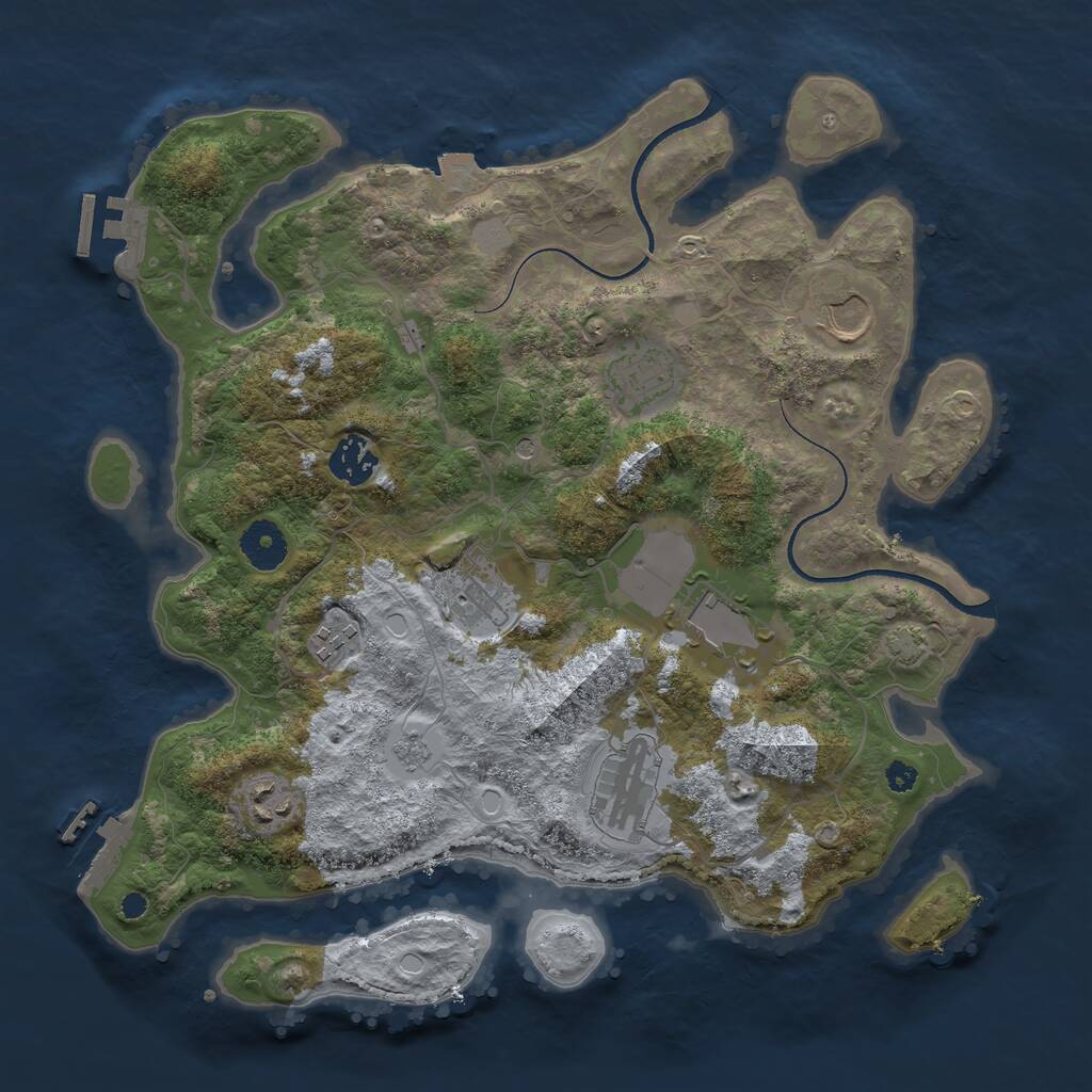 Rust Map: Procedural Map, Size: 3500, Seed: 80592041, 14 Monuments