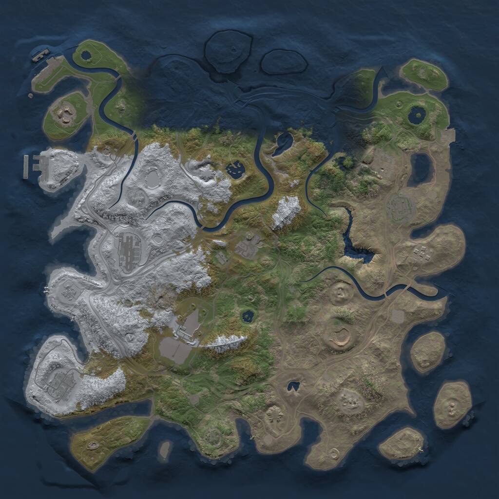 Rust Map: Procedural Map, Size: 4250, Seed: 1256140161, 16 Monuments