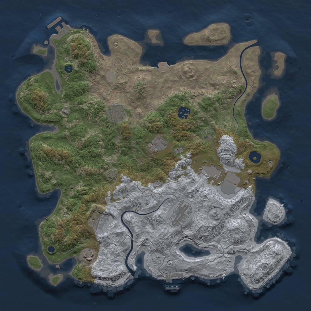 Rust Map: Procedural Map, Size: 3800, Seed: 2642200, 13 Monuments