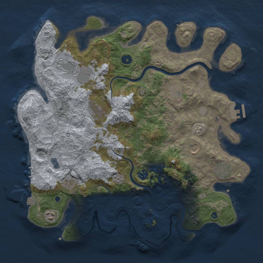Rust Map: Procedural Map, Size: 3950, Seed: 27938614, 15 Monuments