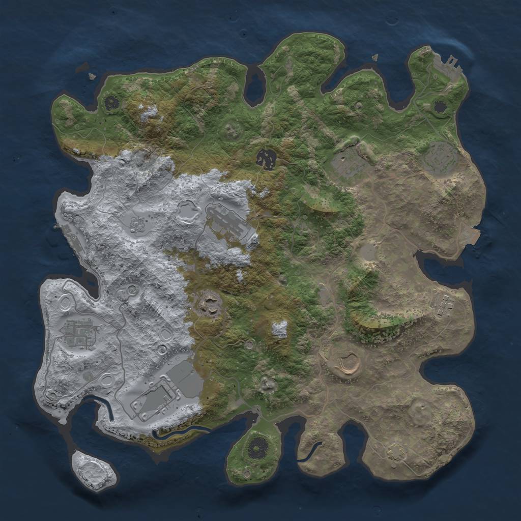 Rust Map: Procedural Map, Size: 3700, Seed: 56520739, 17 Monuments