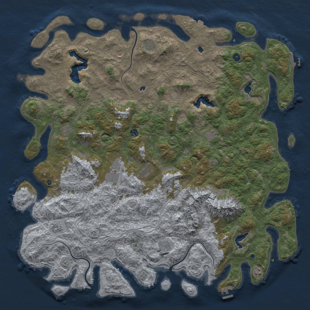 Rust Map: Procedural Map, Size: 6000, Seed: 214022, 17 Monuments