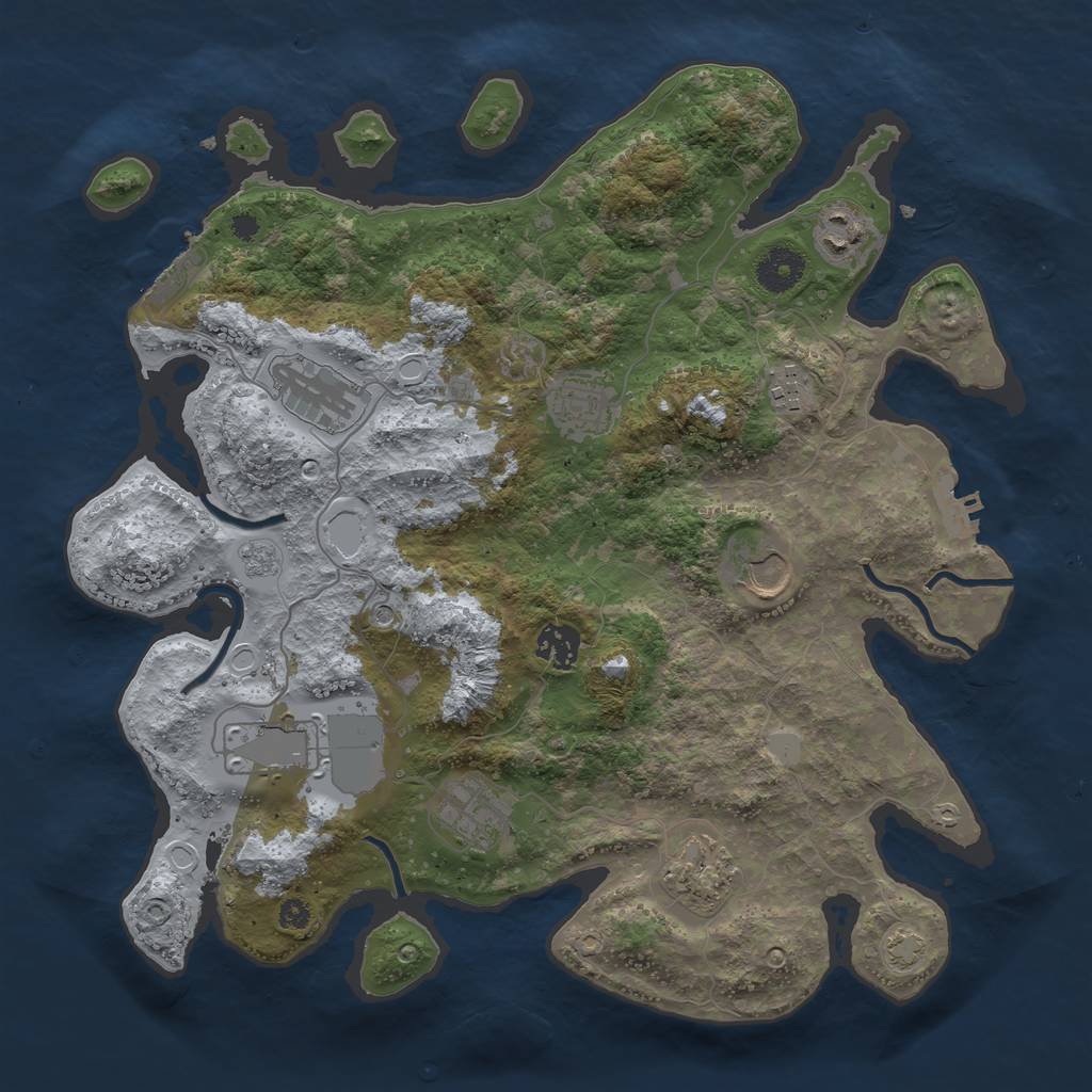 Rust Map: Procedural Map, Size: 3600, Seed: 49411846, 17 Monuments