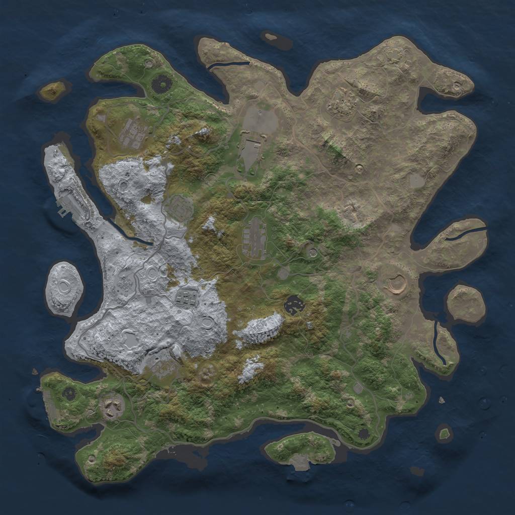 Rust Map: Procedural Map, Size: 4000, Seed: 1870989139, 18 Monuments