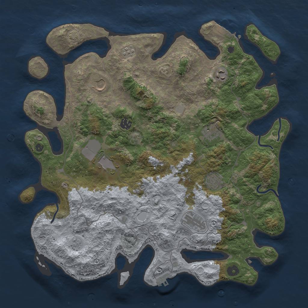 Rust Map: Procedural Map, Size: 4000, Seed: 1280582379, 16 Monuments
