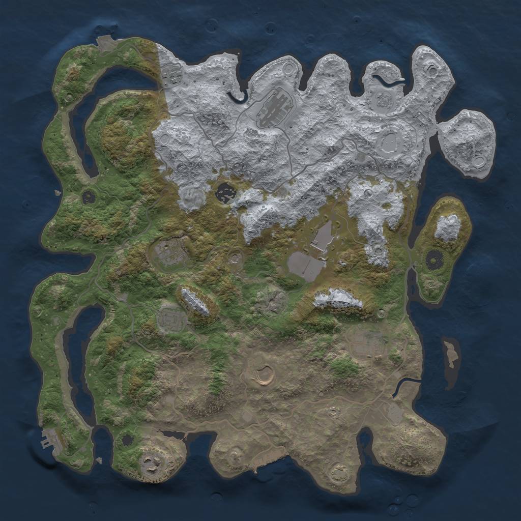 Rust Map: Procedural Map, Size: 4000, Seed: 73110685, 17 Monuments