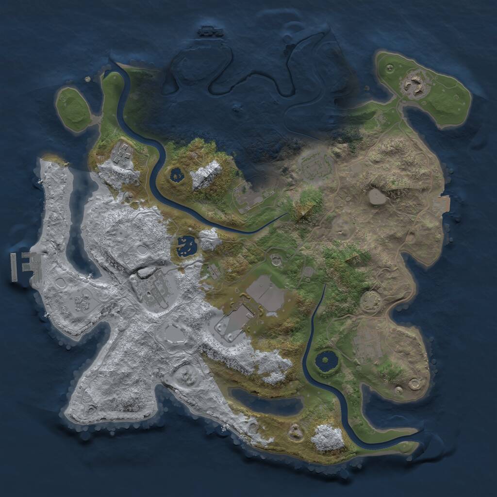 Rust Map: Procedural Map, Size: 3500, Seed: 566488527, 14 Monuments