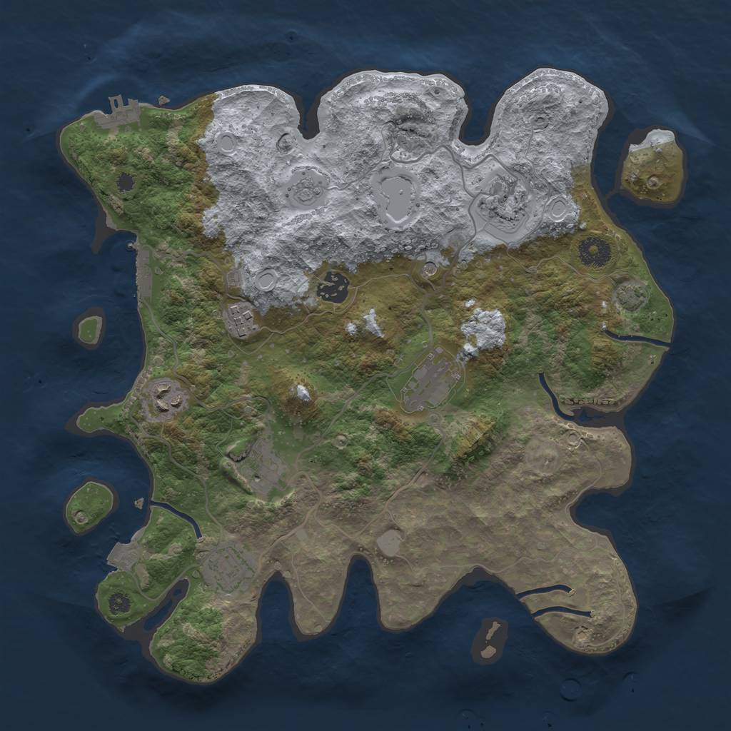Rust Map: Procedural Map, Size: 3450, Seed: 73716122, 15 Monuments