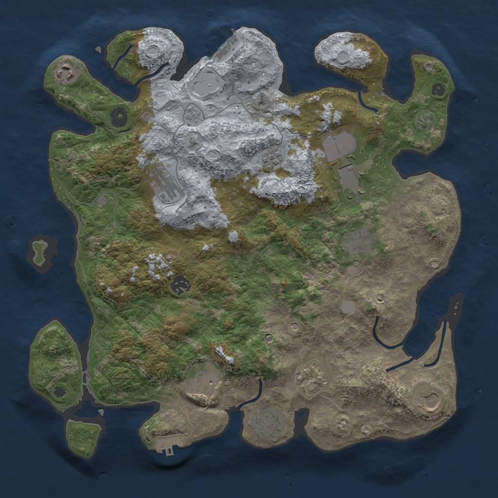 Rust Map: Procedural Map, Size: 3950, Seed: 154632177, 18 Monuments