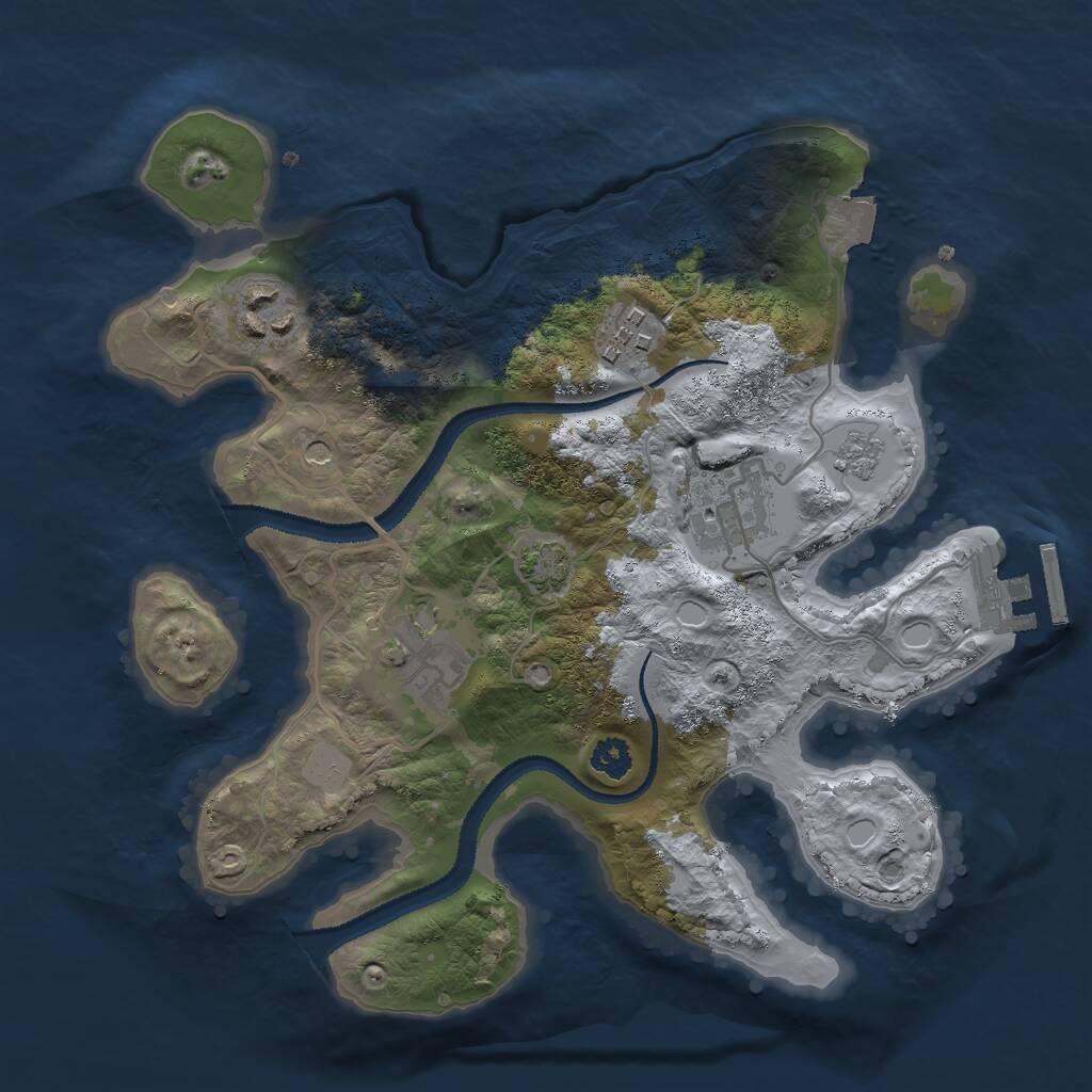 Rust Map: Procedural Map, Size: 2700, Seed: 1343215120, 9 Monuments