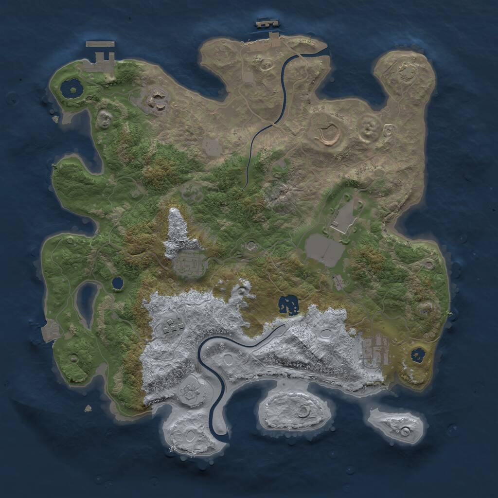 Rust Map: Procedural Map, Size: 3500, Seed: 841125431, 13 Monuments