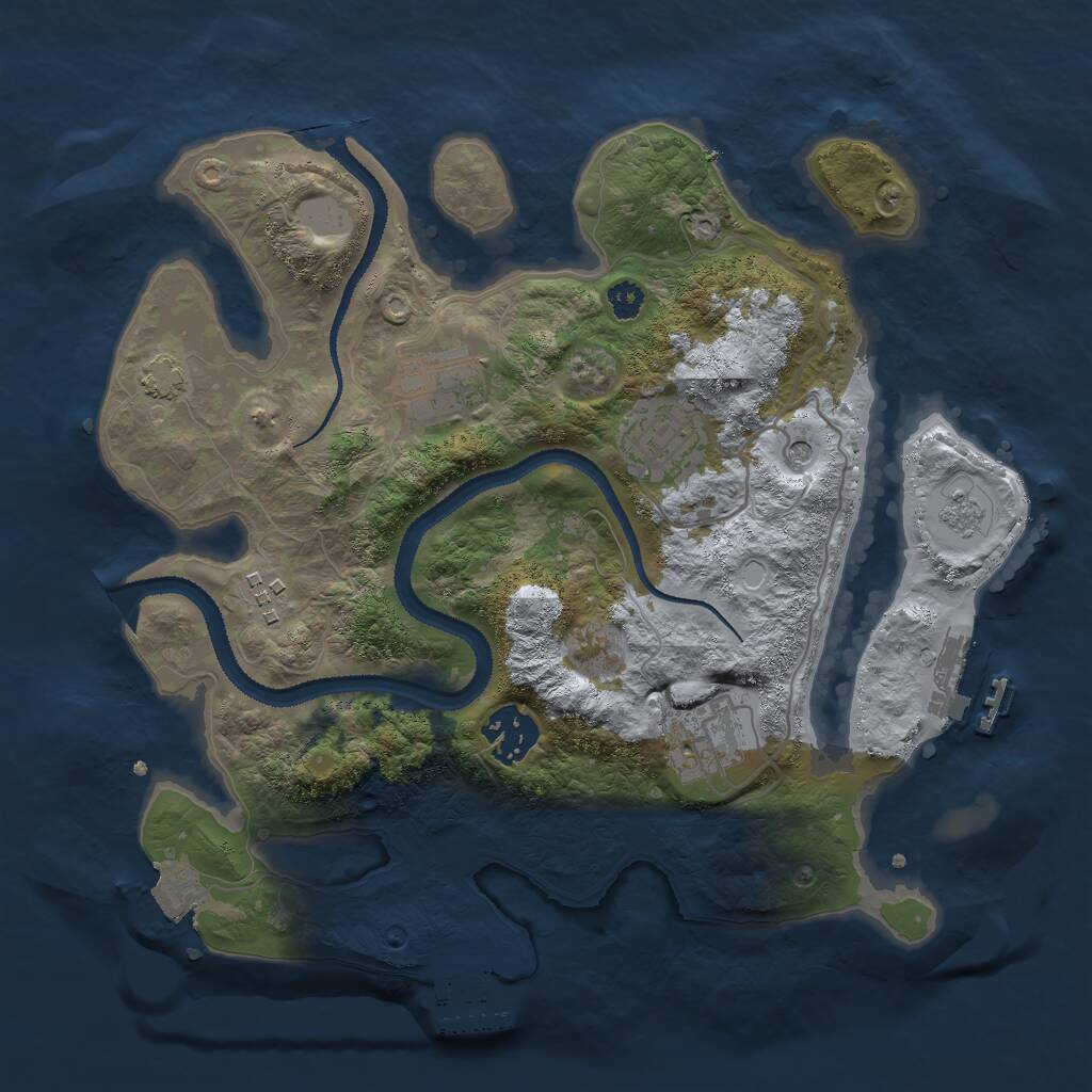 Rust Map: Procedural Map, Size: 3000, Seed: 1197716647, 11 Monuments