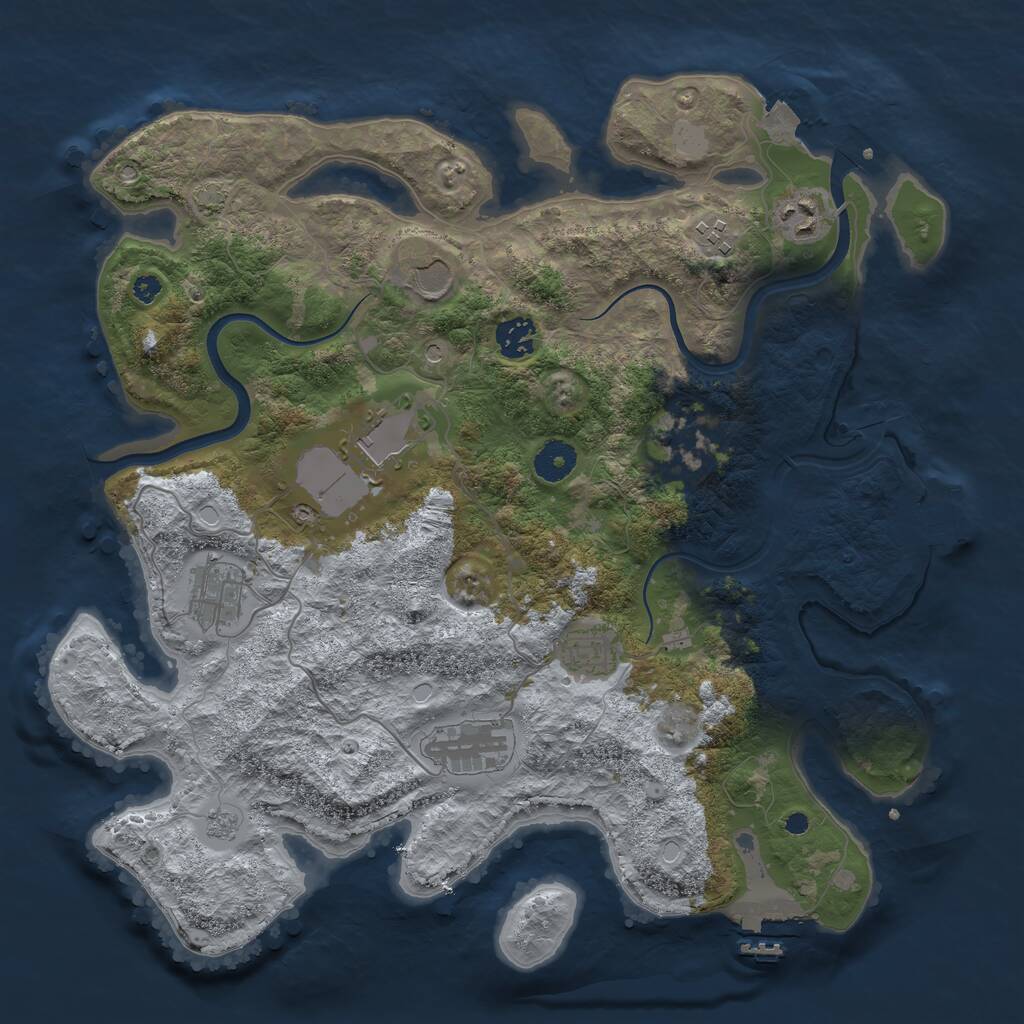 Rust Map: Procedural Map, Size: 3750, Seed: 1430177920, 15 Monuments